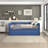 Modern Daybed Pull-Out Trundle Side Pockets Blue Upholstery Nailhead Trim Bedroom Living Room Furniture 1Pc-1705208161