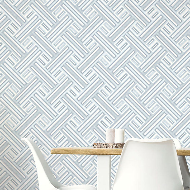 Geometrix 10m x 52.8cm Satin Wallpaper Roll, Light Blue