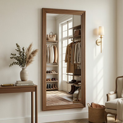 Miroir pleine grandeur en bois avec support