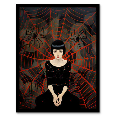 Arachnophilia  Black Red Woman Arachnid Spider 1 Piece Single Picture Frame Wall Art