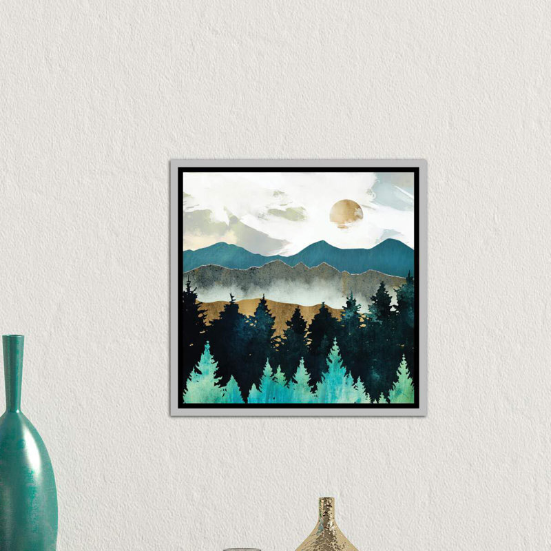 «Forest Mist» par Spaceécur Designs - impression, Toile avec cadre argenté, H 37 po x l 37 po x P 1,5 po