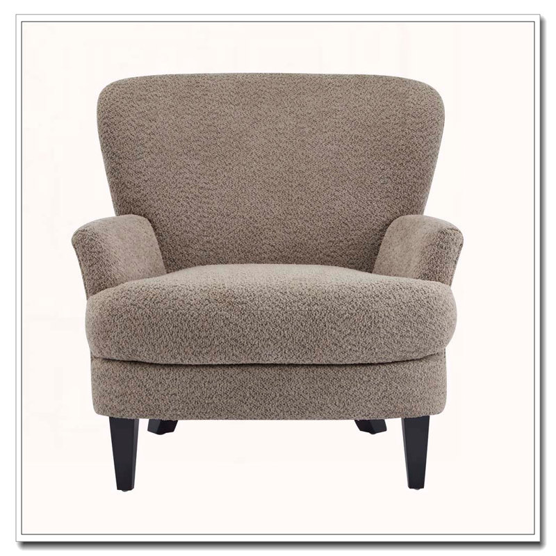 Fauteuil club rembourré Boucle, Marron clair