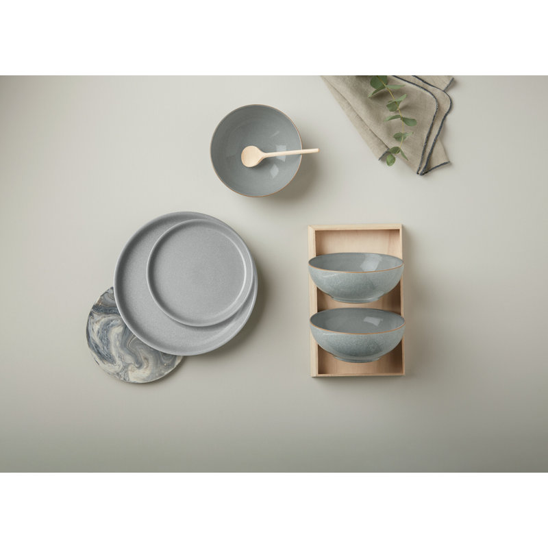 Denby Elements Coupe Dinner Plates, Light Grey