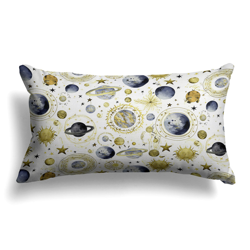 Space Fusion  Rectangular Throw Pillow, Gray/Yellow