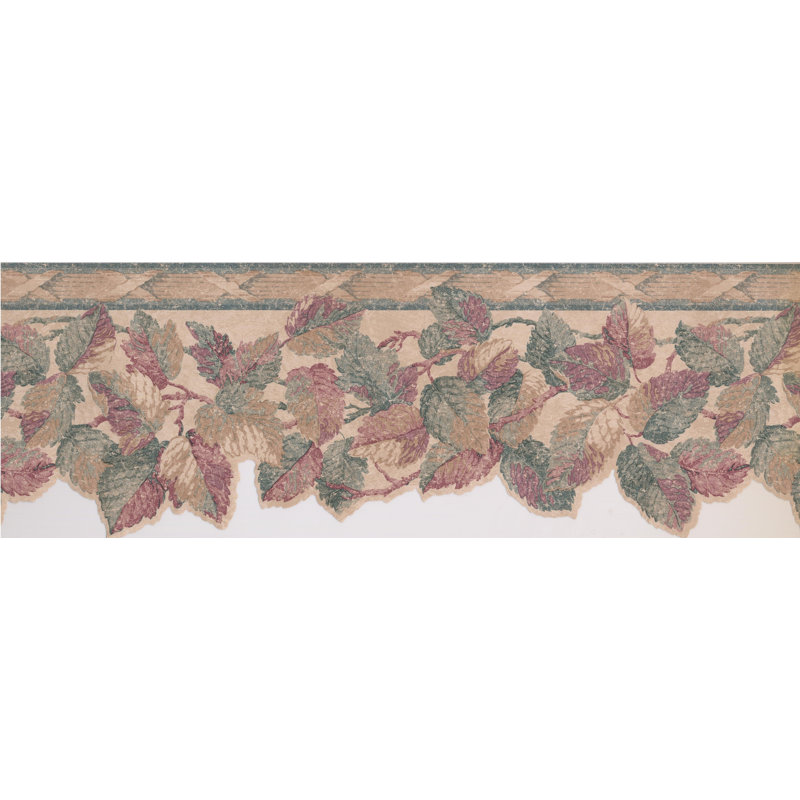 Bordure de papier peint à motif floral rétro 15 pi x 8,25 po Kolb Leaves
