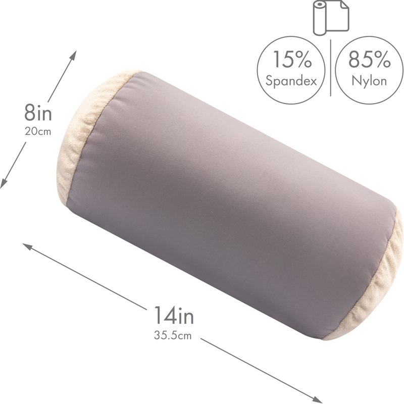 Microbead Bolster Neck Roll Pillow, Stone Gray