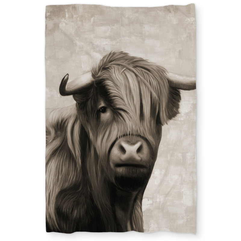 Highland cattle sepia duvet cover - Beige Animals decor
