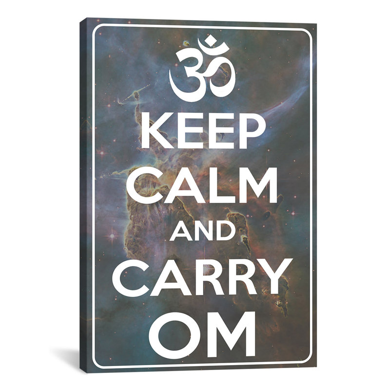 «Keep Calm and Carry Om», art textuel sur toile, H 18 po x l 12 po x P 1,5 po, Toile tendue, Pas de tapis