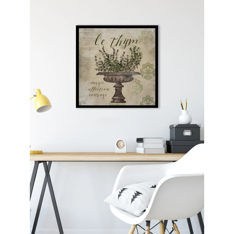 «French Herbs Thyme», impression sur papier, H 26,5 po x l 26,5 po x P 1po, Papier avec cadre noir
