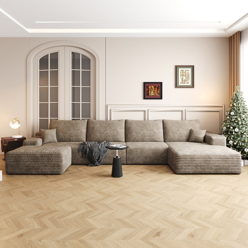 Canapé modulaire 135 po avec 1 repose-pieds Cloud, Gris, H 37,8 po x l 135 po x P 69,7 po, 2