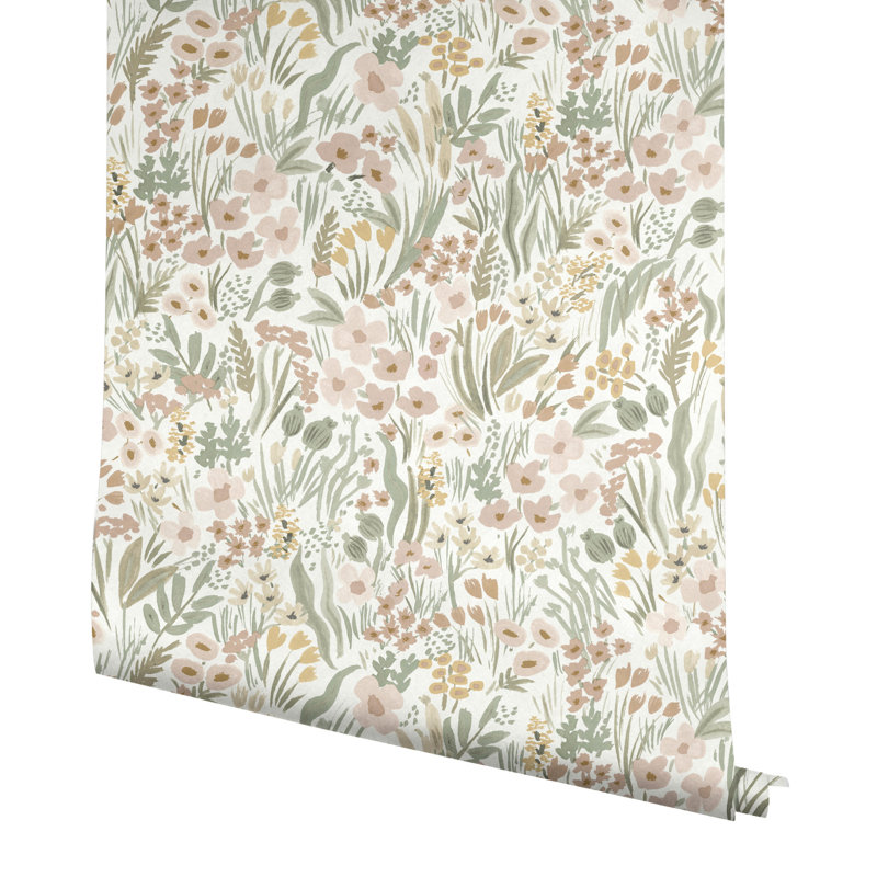 Lea Peel & Stick Wallpaper, Light Pink/White/Gray