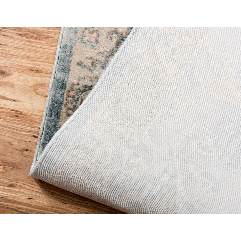Serene Light Blue Floral 9' x 12' Handmade Synthetic Rug