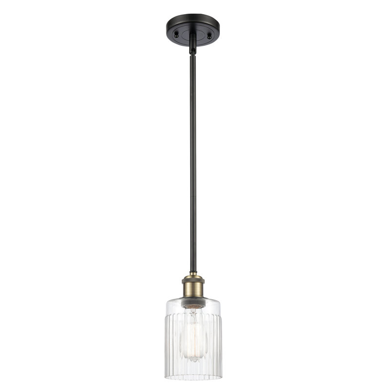 Luminaire suspendu simple à 1 lumière Kamena, Ampoule non incluse, Transparent, Laiton antique noir