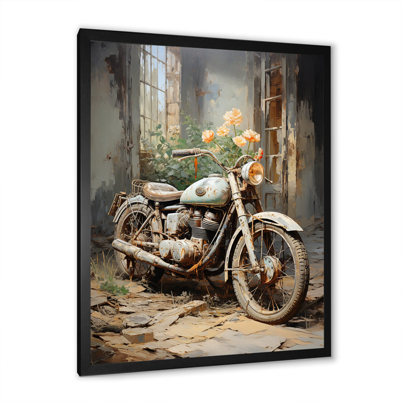 Impressionniste à vélo II sur toile, H 32 po x l 24 po x P 1 po, Cadre simple noir