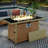 60000 Propane Garden Fire Pit Table, 43" Rectangular Open Weave , Glass Wind Guard For Patio Deck Backyard - Orange & Mustard Yellow Table With Blue Stones, Gas,-1977150236