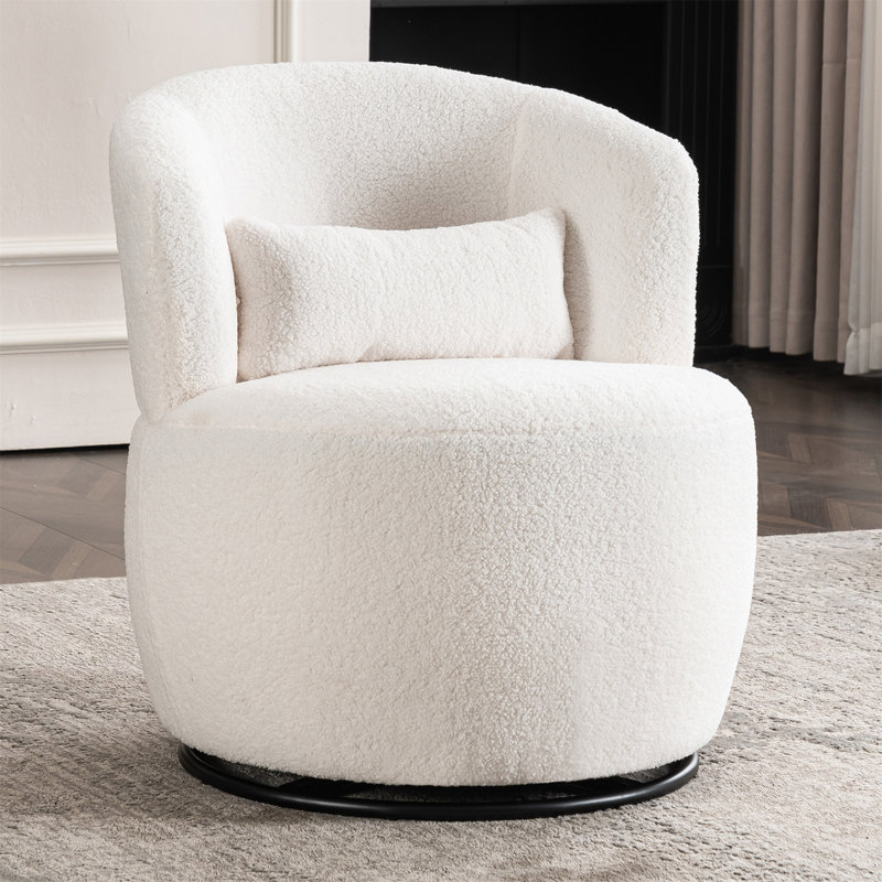 Chaise d'appoint pivotante de 25,59 po Andesine, Ourson blanc