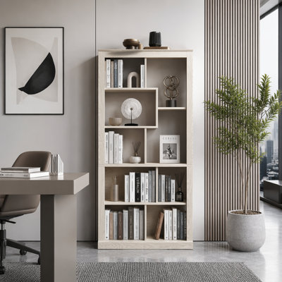 Bibliothèque ouverte en bois à combinaison libre, armoire de rangement multi-espaces, bibliothèque autoportante facile à assembler avec sangles anti-basculement, organisateur de rangement classifié pour le salon, la chambre et le bureau à domicile