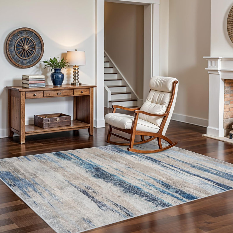 Modern Abstract Kitchen Rug: Ultra Soft Washable Hallway Entryway Carpet Indoor Non Slip Low Pile Floor Mat