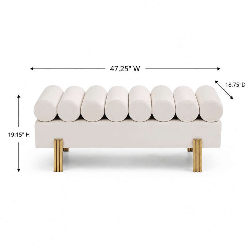 Banc de repose-pieds Modern Velvet, Crème