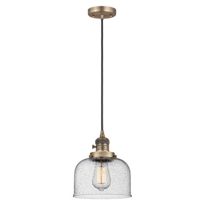 Franklin Restoration - Amberlynn - Mini luminaire suspendu à cordon de 5 po - Interrupteur marche / arrêt - Ampoule DEL - Finition chrome - Abat-jour blanc