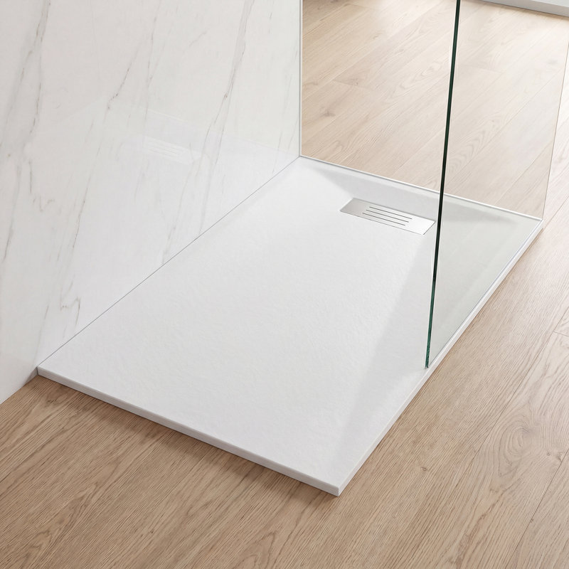 Receveur de douche rectangulaire en acrylique 60 po L x 36 po P, bonde linéaire réversible, antidérapant