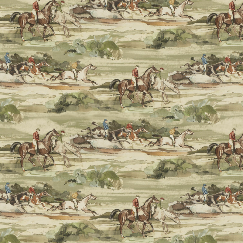 Icons Morning Gallop 100% Linen Fabric, Antique