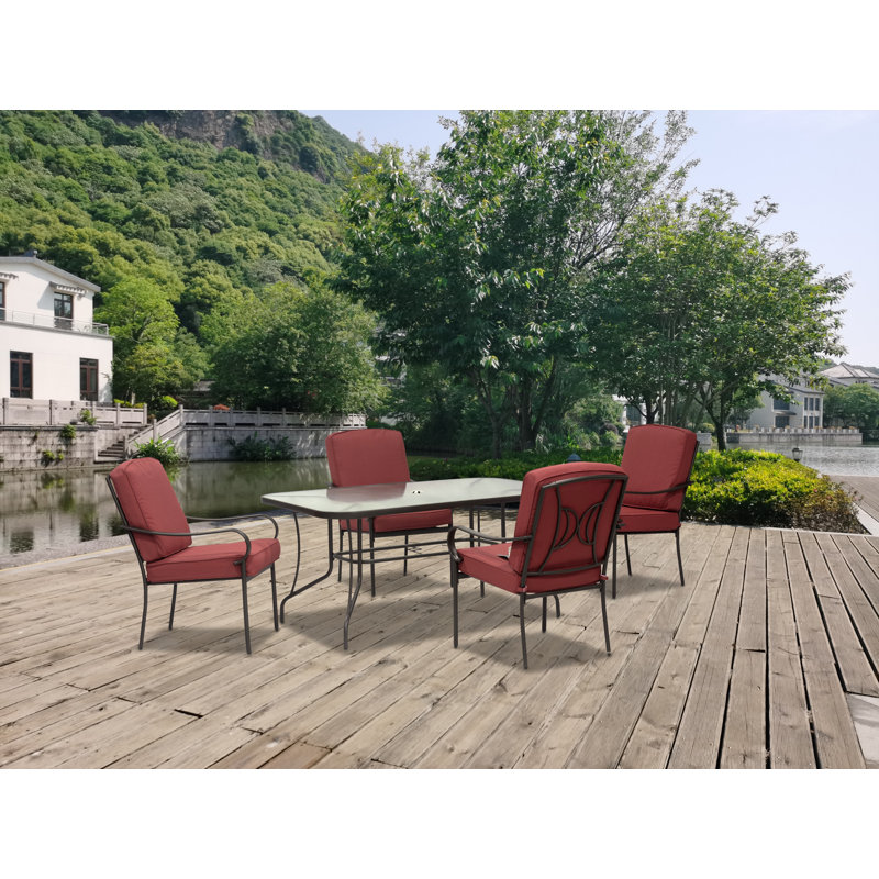 Ensemble de salle à manger rectangulaire pour 4 personnes 60 po Wortley, Rouge