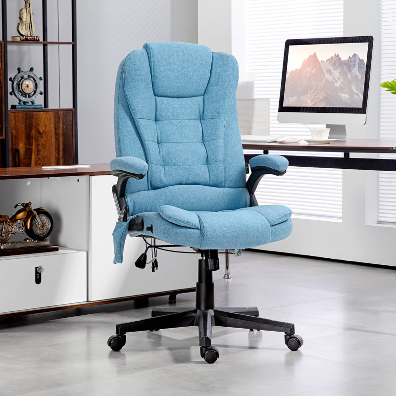 Chaise de bureau Milenja, Velours bleu clair
