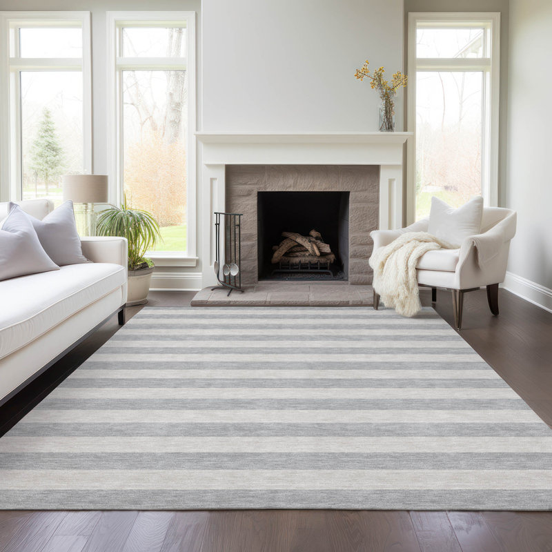 Hasad Washable Striped Indoor / Outdoor Rug, Rectangle 10' x 14'