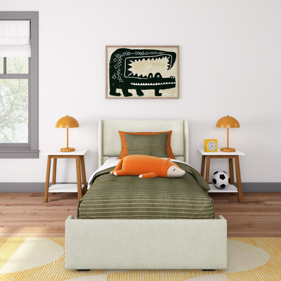 Solid Wood Upholstered Panel Bed with Rectangular Headboard by Ebern Designs