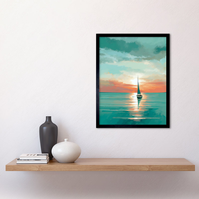 Kingscanyon A Sailboat Sailing On A Calm Sea At Sunrise - Single Picture Frame Print