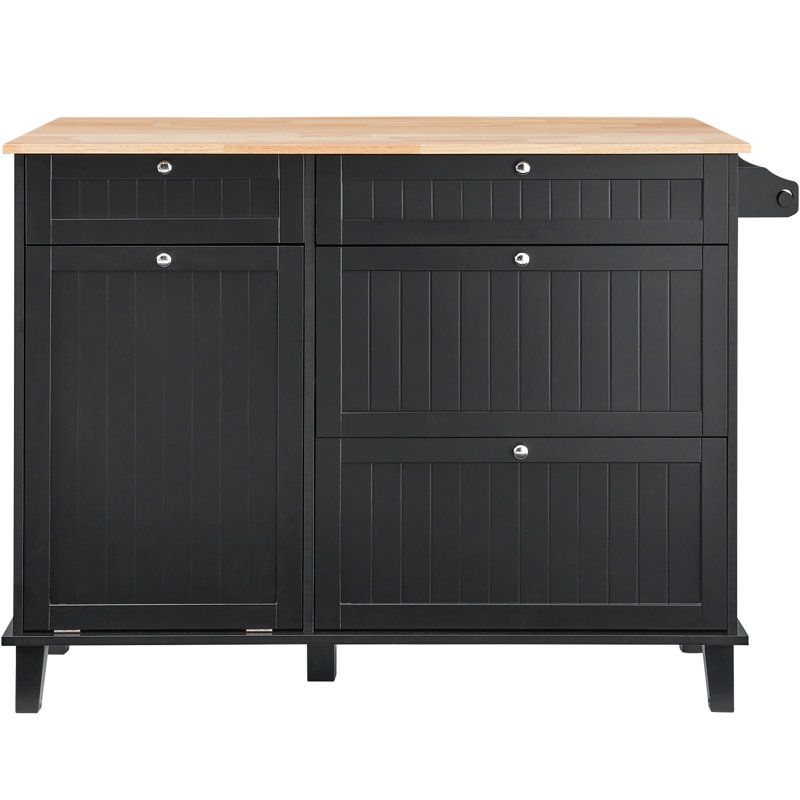 Kitchen Island Cart Storage Cabinet Serving with Drawer & Trash Cabinet
