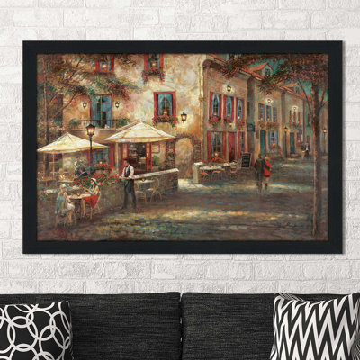 Courtyard Cafe' Framed Oil Painting Print -  Fleur De Lis Living, 59A9E10E6747474881B440B7F310BE6B