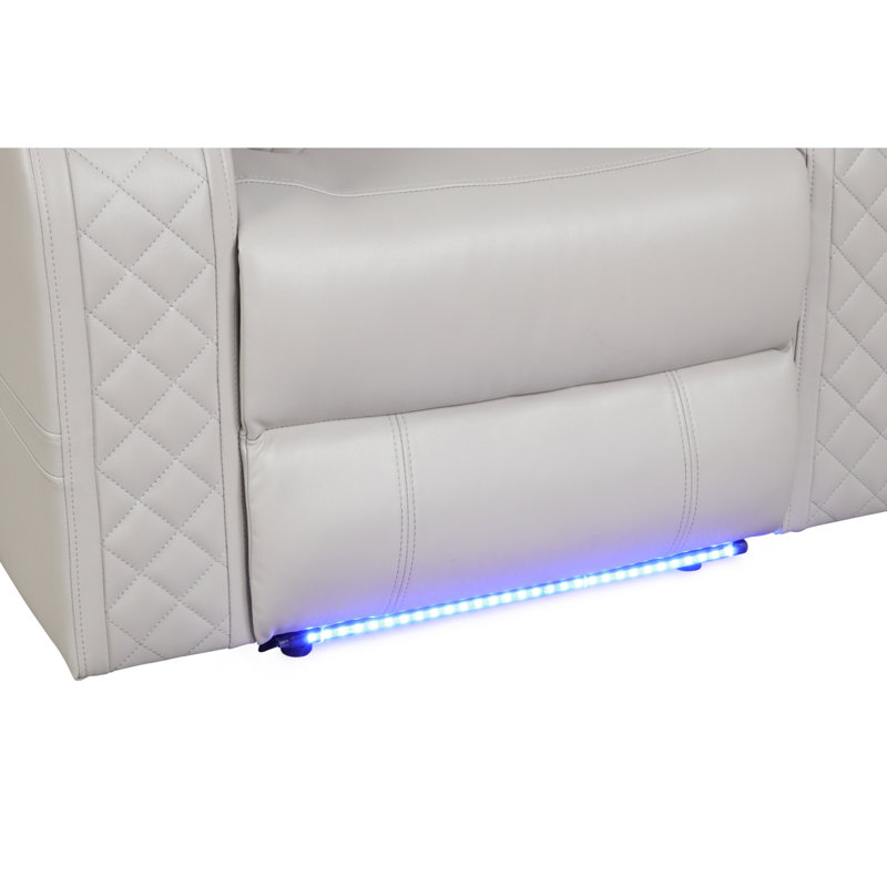BENZ LED & Power Recliner Chair Made With Faux Leather In Ice  Same As 659436190283 ( CA Inventory), Beige