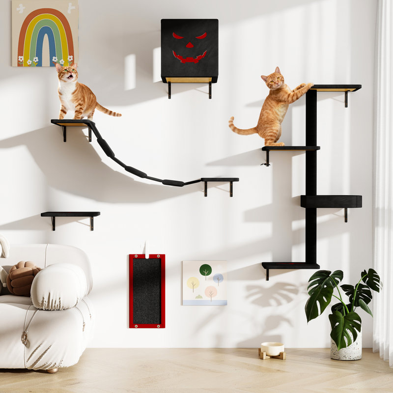Tablettes murales pour arbre à chat, Black&Red