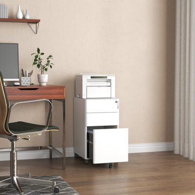 3 Drawers Metal Mobile Filing Cabinets with Lock by Inbox Zero
