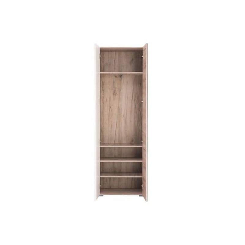Jasdeep 2 Door Manufactured Wood Wardrobe, Grey Oak/White High Gloss