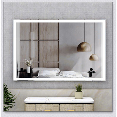 60X40 Inch Oversized LED Bathroom Mirror With 3 Colour Modes, Aluminum Frame, And IP44 Waterproof Rating For Modern Bathrooms
