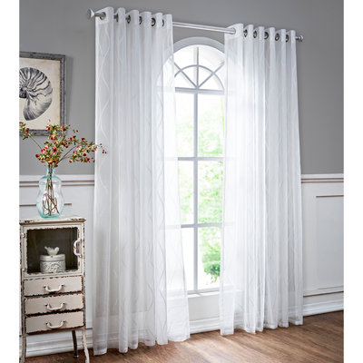 Efren Surge Damask Sheer Grommet Single Curtain Panel