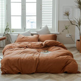  Nayoroom Washed Cotton Plain Breathable Simple and stylish Duvet Cover Set