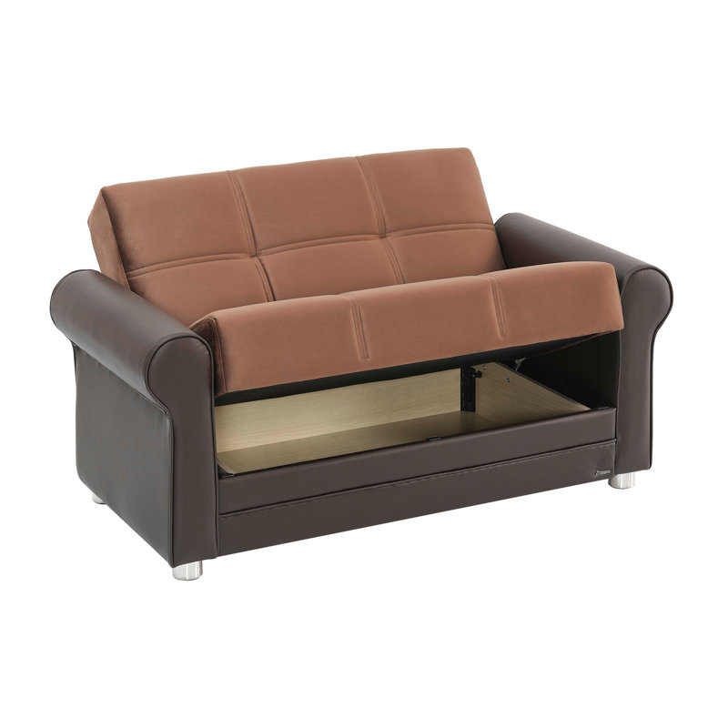 Causeuse convertible avec rangement Primenest Ithara Collection, brun, Brun / brun rougeâtre