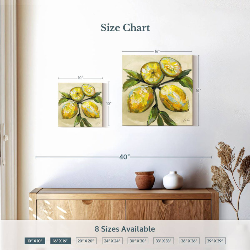 Yarlin citrons sur crème, H 16 po x l 16 po