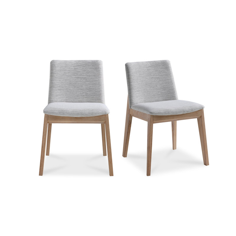 Chaise rembourrée en bois massif Anrey, Gris, Naturel