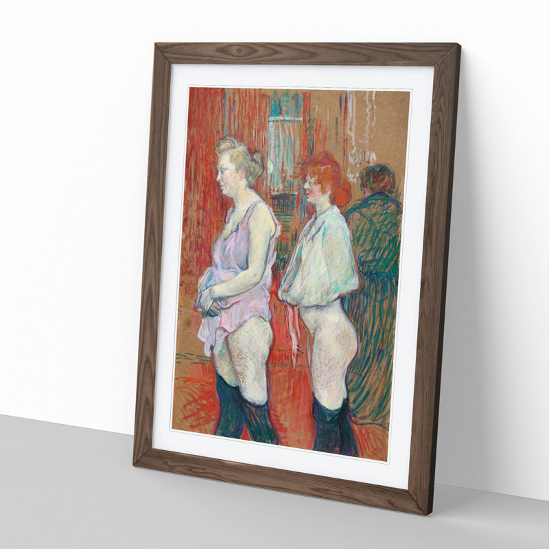 Rue des Moulins by Henri de Toulouse-Lautrec - Picture Frame Painting, 48cm H x 36cm W x 2cm D, Walnut Framed