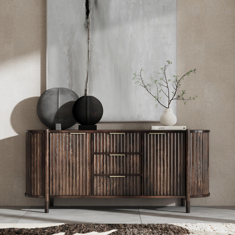 Redford 73" Mango Wood Mid-Century Modern Brown Buffet Sideboard