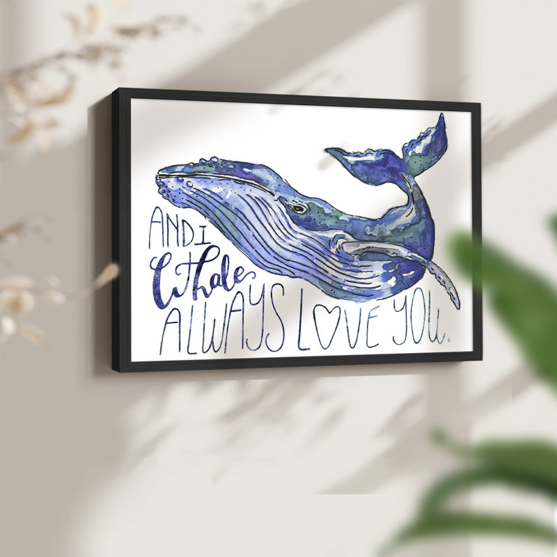 «Whale Love I», reproduction encadrée - Restickable, H 11 po x l 14 po, Noir, noir, noir, noir
