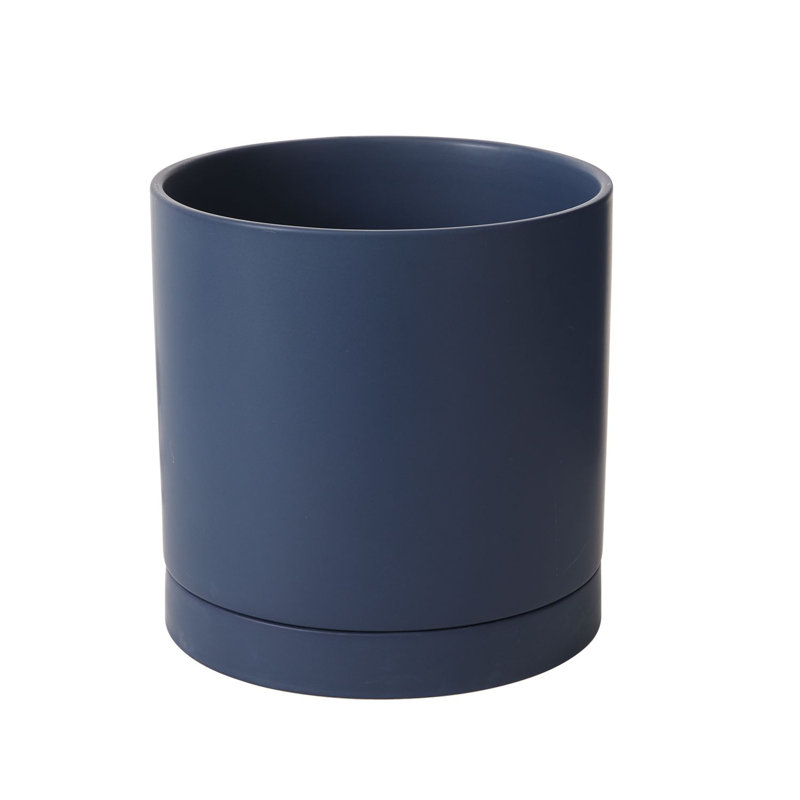 Pot de fleurs en céramique Carlotta, Bleu foncé, H 10 po x l 10 po x P 10 po