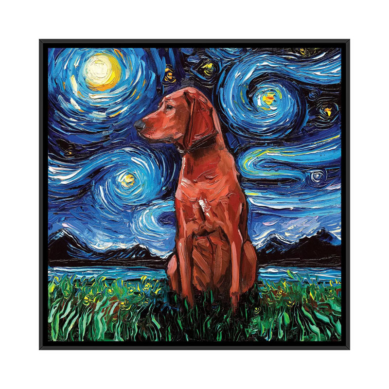 « Redbone Coonhound Night » par aja Trèves, reproduction d’art, Pas de tapis, H 37 po x l 37 po x P 1,5 po