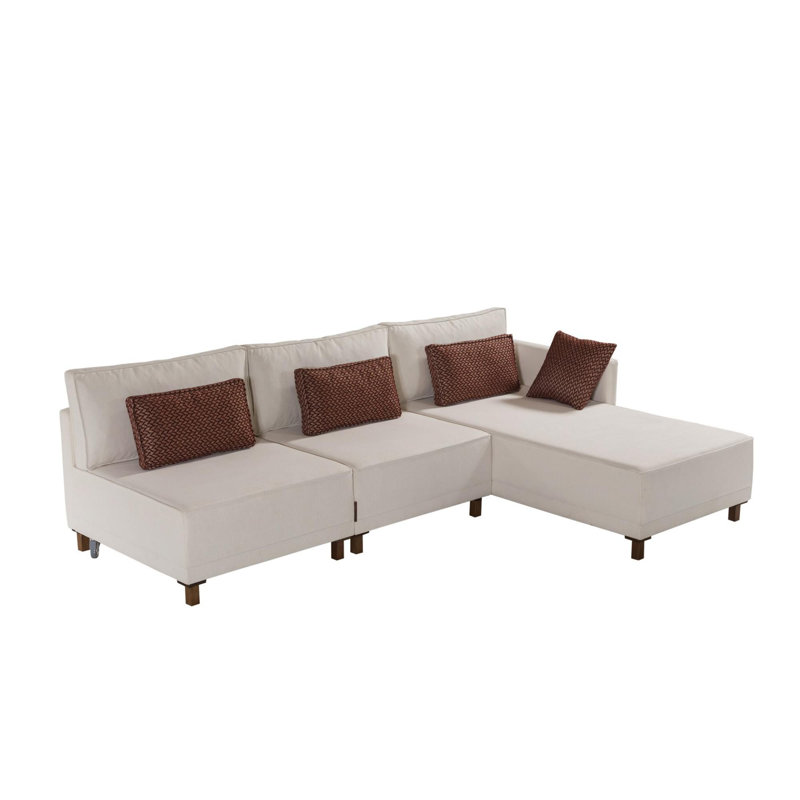 Natajah 3 Seater Sofa & Chaise, Beige, Left Hand Facing, 110cm H x 195cm W x 130cm D