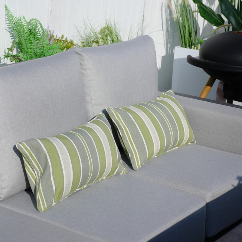 Housse et insert de coussin intérieur / extérieur en polyester , 11,81 po x 21,65 po, Coton, Vert rayé
